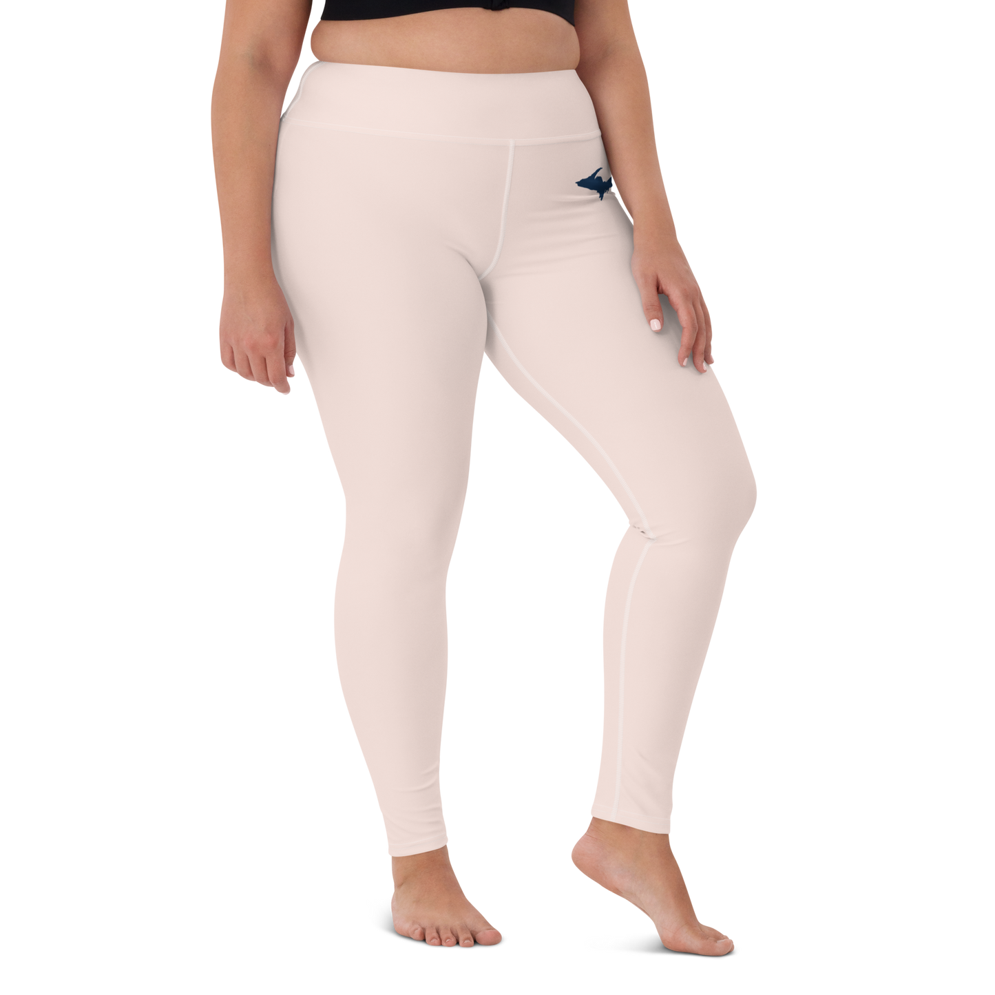 Michigan Upper Peninsula Yoga Leggings (w/ UP Outline) | Champagne Pink