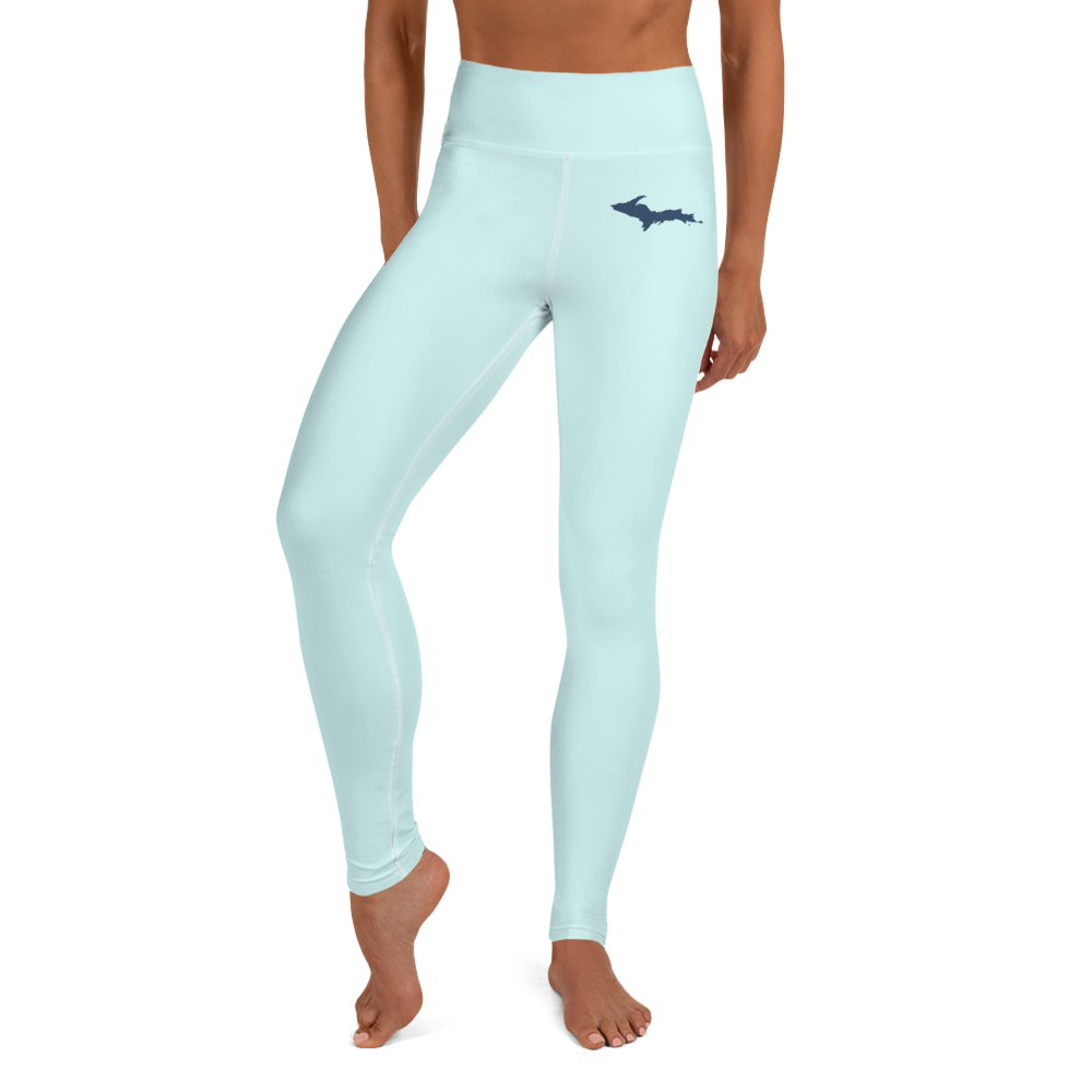 Michigan Upper Peninsula Yoga Leggings (w/ UP Outline) | Cyan