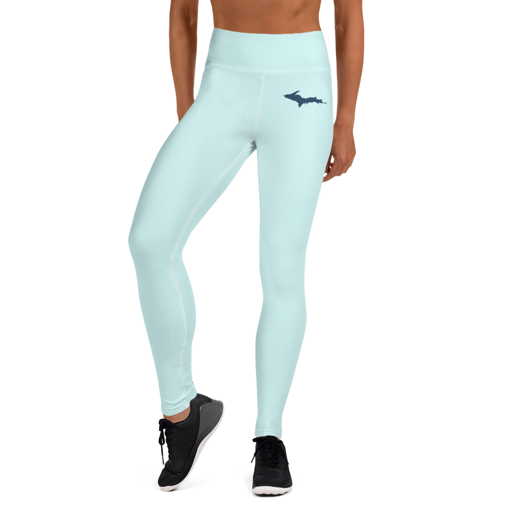 Michigan Upper Peninsula Yoga Leggings (w/ UP Outline) | Cyan