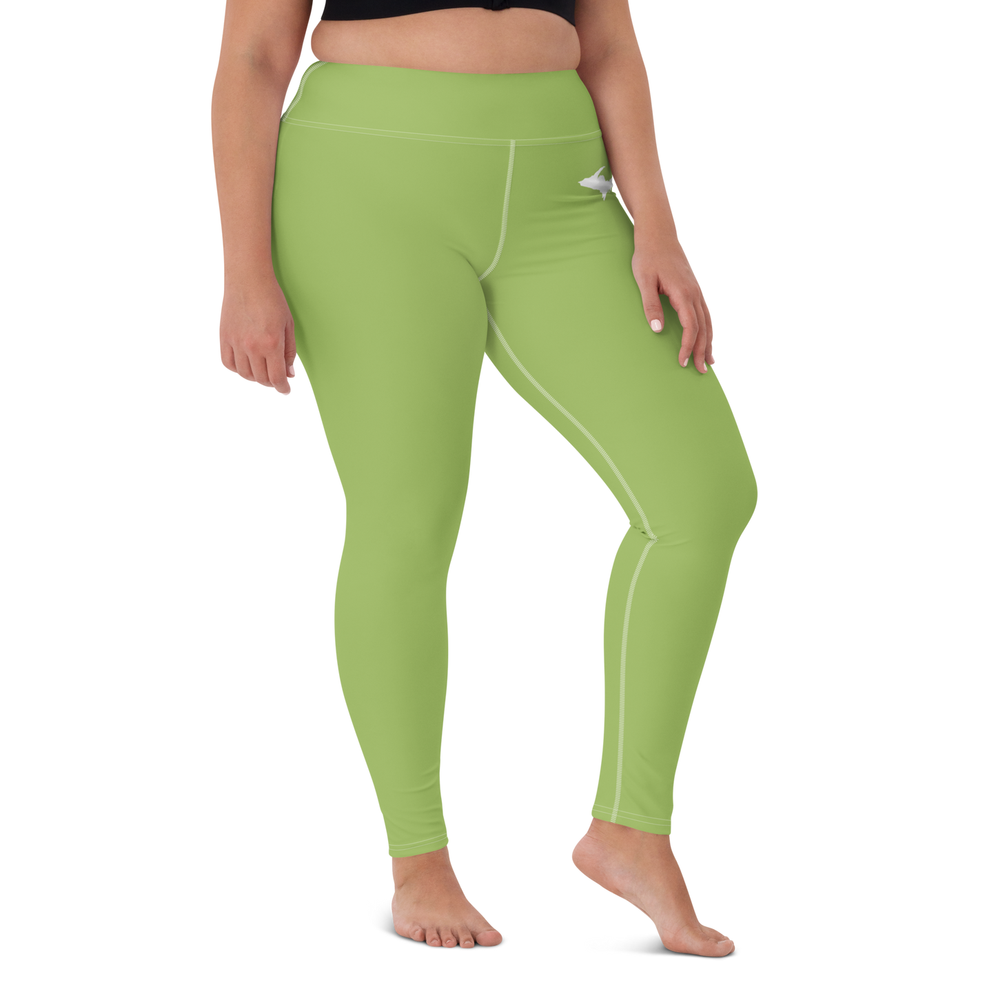 Michigan Upper Peninsula Yoga Leggings (w/ UP Outline) | Gooseberry Green