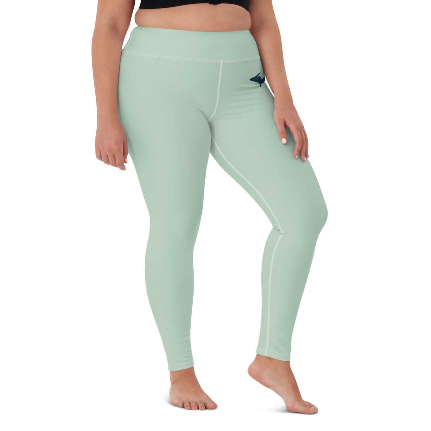 Michigan Upper Peninsula Yoga Leggings (w/ UP Outline) | Sea Green