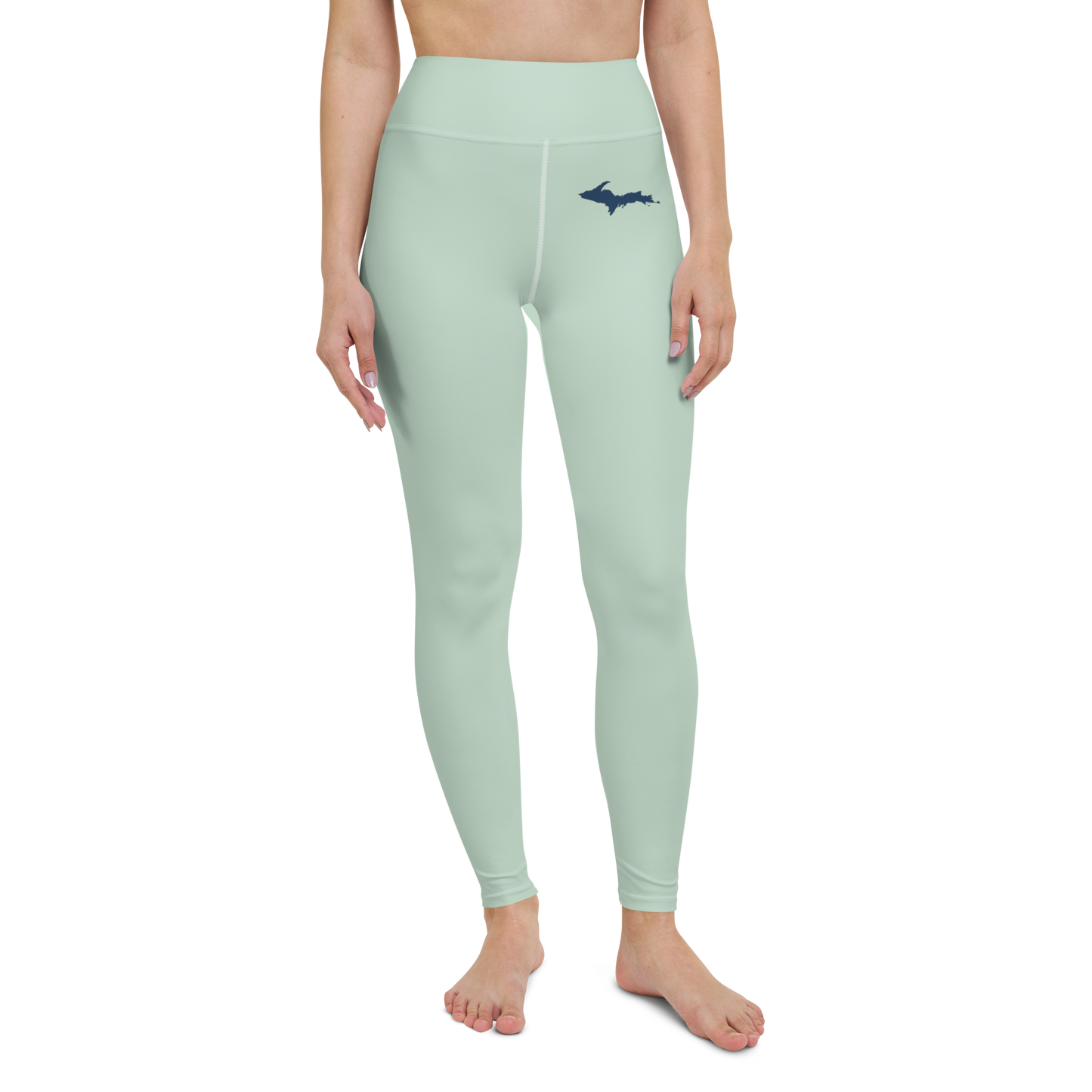 Michigan Upper Peninsula Yoga Leggings (w/ UP Outline) | Sea Green