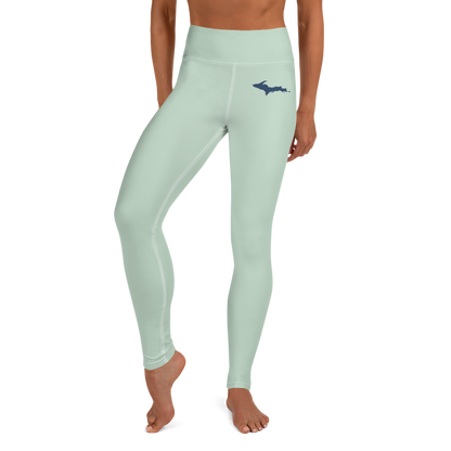 Michigan Upper Peninsula Yoga Leggings (w/ UP Outline) | Sea Green