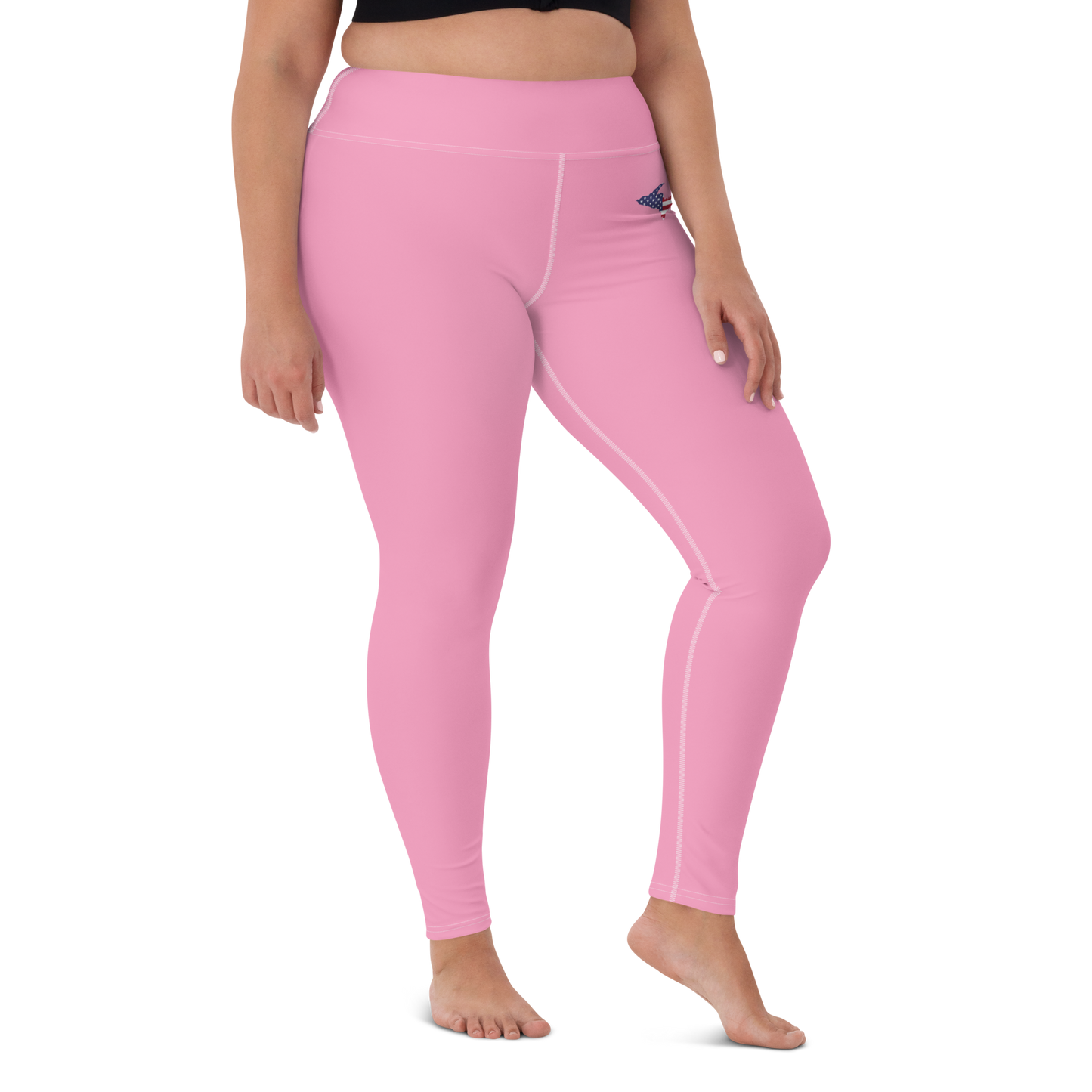 Michigan Upper Peninsula Yoga Leggings (w/ UP USA Flag) | '67 Caddie Pink