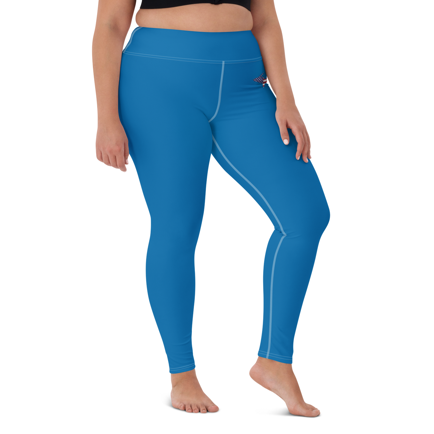 Michigan Upper Peninsula Yoga Leggings (w/ UP USA Flag) | Azure