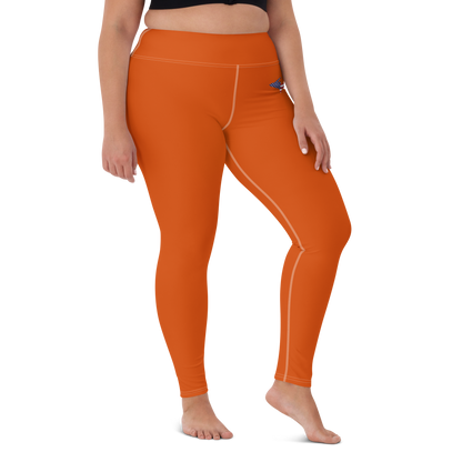 Michigan Upper Peninsula Yoga Leggings (w/ UP USA Flag) | Maple Leaf Orange