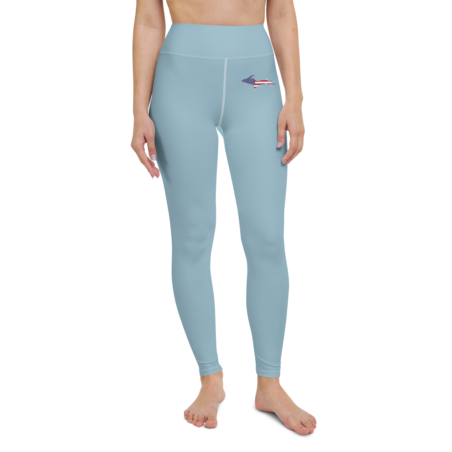 Michigan Upper Peninsula Yoga Leggings (w/ UP USA Flag) | Opal Blue