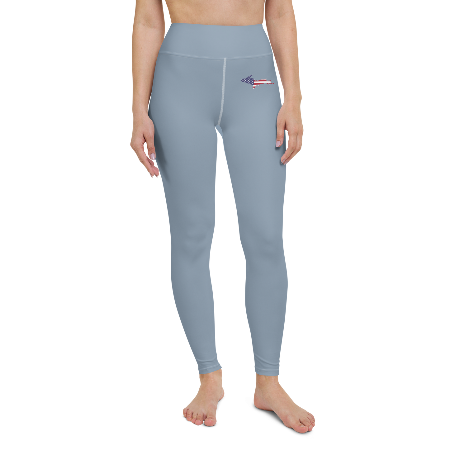 Michigan Upper Peninsula Yoga Leggings (w/ UP USA Flag) | B-24 Grey