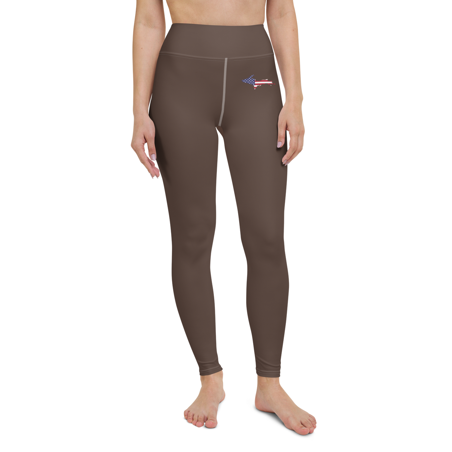 Michigan Upper Peninsula Yoga Leggings (w/ UP USA Flag) | Hickory Color