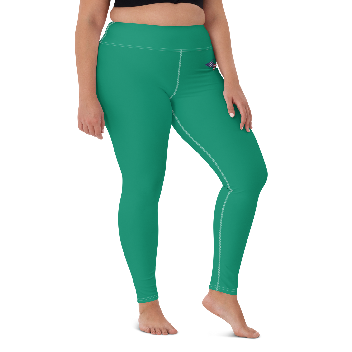 Michigan Upper Peninsula Yoga Leggings (w/ UP USA Flag) | Emerald Green