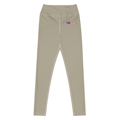 Michigan Upper Peninsula Yoga Leggings (w/ UP USA Flag) | Petoskey Stone Beige