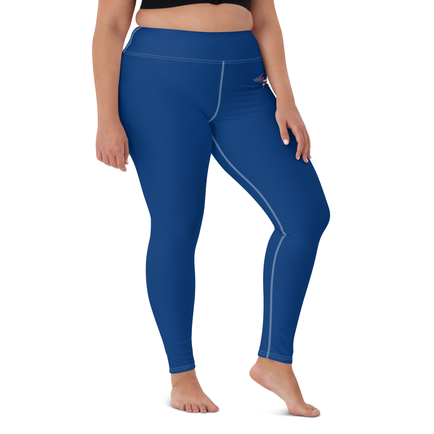 Michigan Upper Peninsula Yoga Leggings (w/ UP USA Flag) | Dearborn Blue