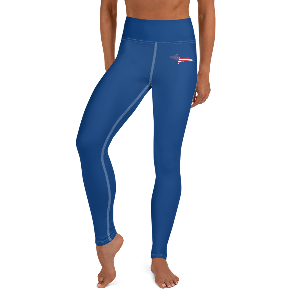 Michigan Upper Peninsula Yoga Leggings (w/ UP USA Flag) | Dearborn Blue