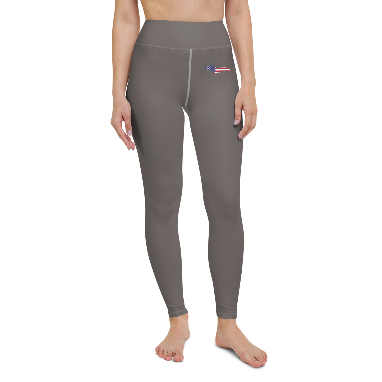 Michigan Upper Peninsula Yoga Leggings (w/ UP USA Flag) | Warren Tank Grey