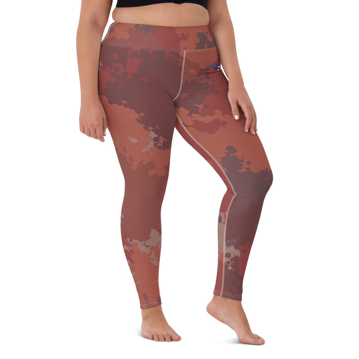 Michigan Upper Peninsula Yoga Leggings (w/ UP USA Flag) | Ore Dock Camo