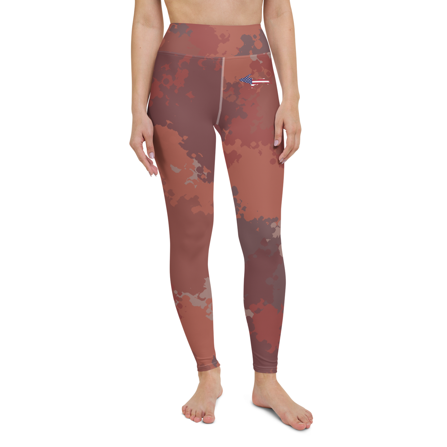 Michigan Upper Peninsula Yoga Leggings (w/ UP USA Flag) | Ore Dock Camo