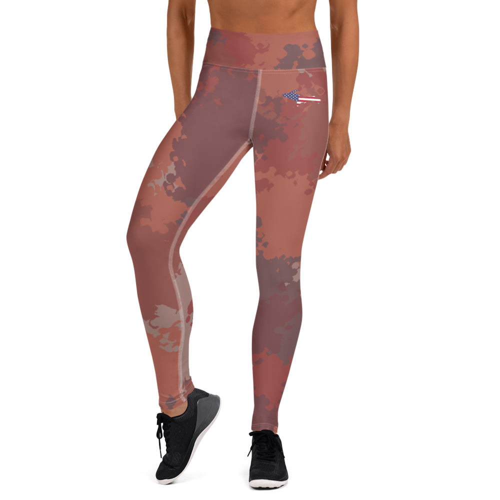 Michigan Upper Peninsula Yoga Leggings (w/ UP USA Flag) | Ore Dock Camo