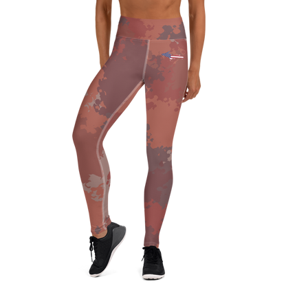 Michigan Upper Peninsula Yoga Leggings (w/ UP USA Flag) | Ore Dock Camo