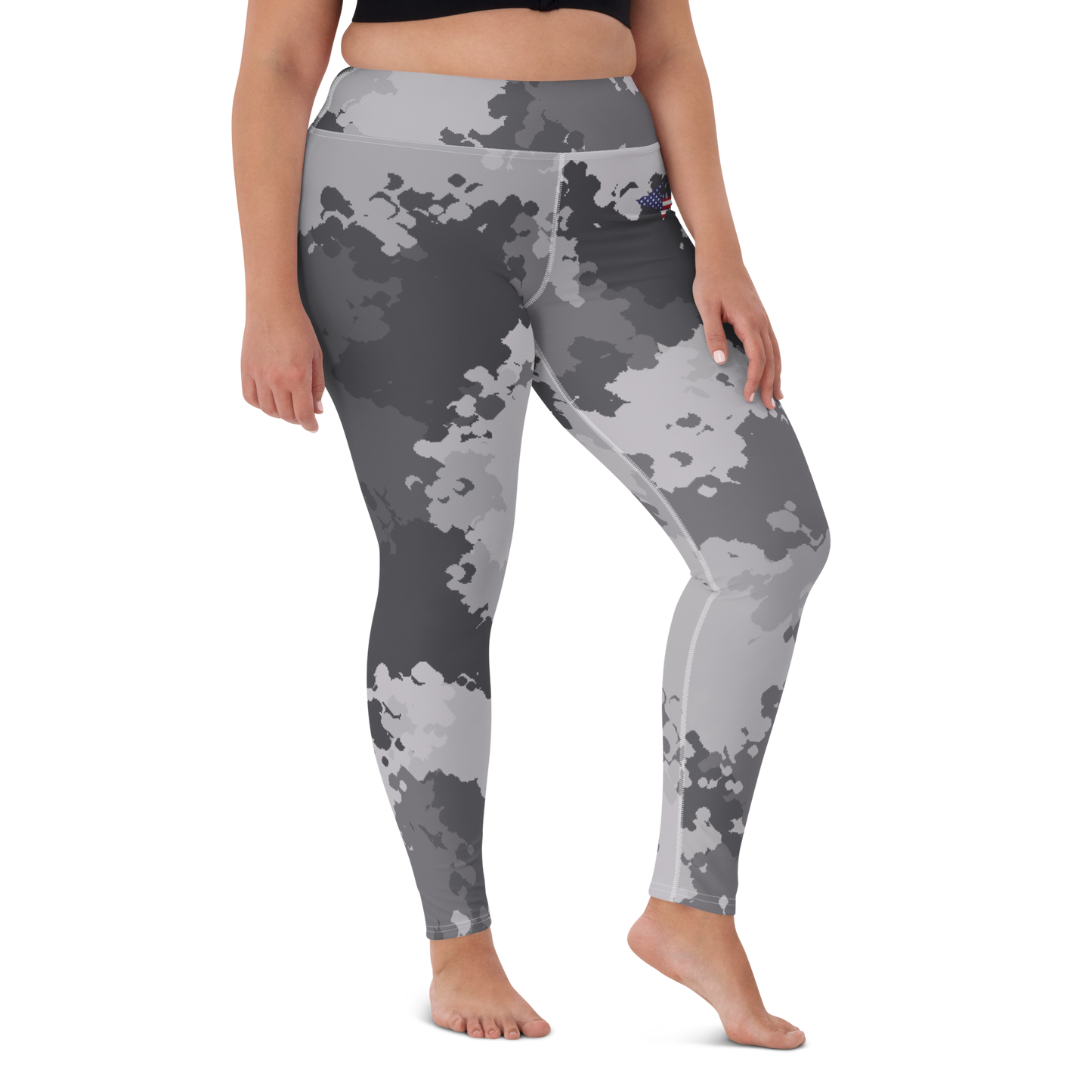 Michigan Upper Peninsula Yoga Leggings (w/ UP USA Flag) | Iron Ore Camo