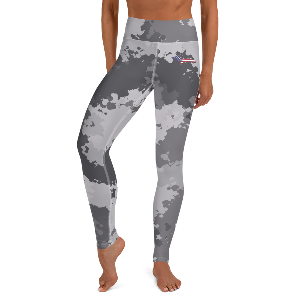 Michigan Upper Peninsula Yoga Leggings (w/ UP USA Flag) | Iron Ore Camo