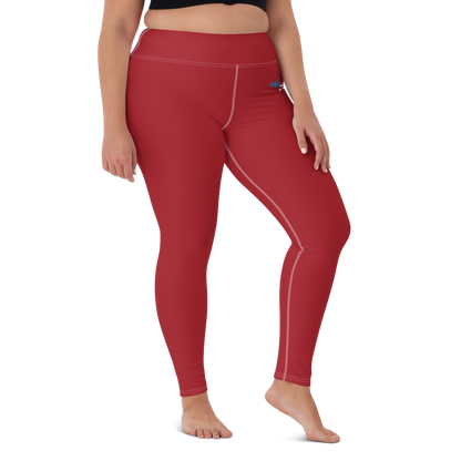 Michigan Upper Peninsula Yoga Leggings (w/ UP USA Flag) | Thimbleberry Red