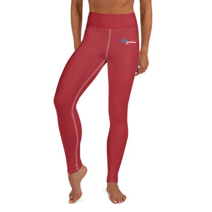 Michigan Upper Peninsula Yoga Leggings (w/ UP USA Flag) | Thimbleberry Red