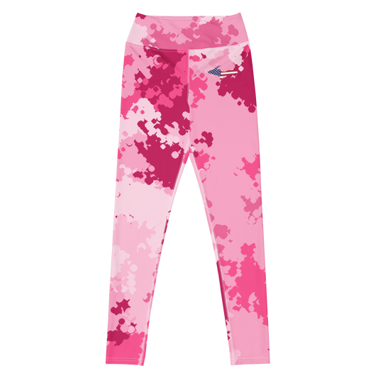 Michigan Upper Peninsula Yoga Leggings (w/ UP USA Flag) | Pink Camo