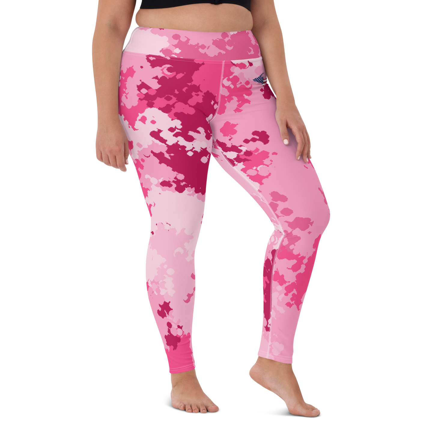 Michigan Upper Peninsula Yoga Leggings (w/ UP USA Flag) | Pink Camo