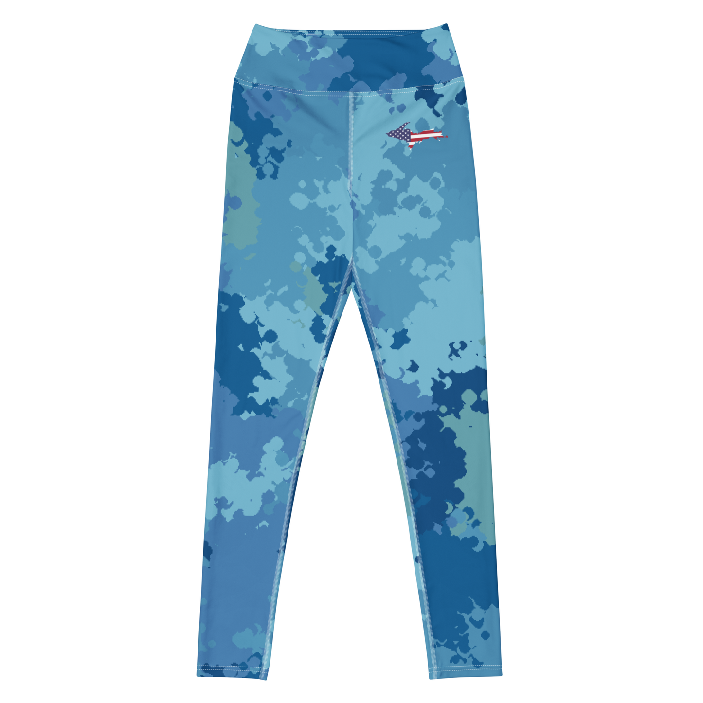 Michigan Upper Peninsula Yoga Leggings (w/ UP USA Flag) | Great Lakes Camo