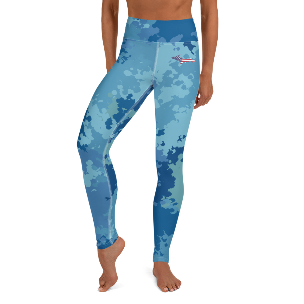 Michigan Upper Peninsula Yoga Leggings (w/ UP USA Flag) | Great Lakes Camo