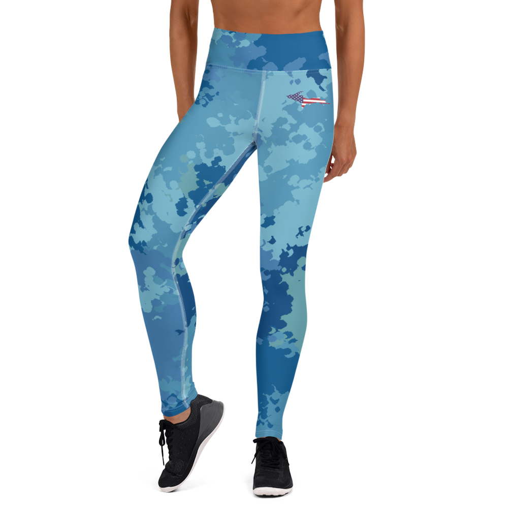 Michigan Upper Peninsula Yoga Leggings (w/ UP USA Flag) | Great Lakes Camo