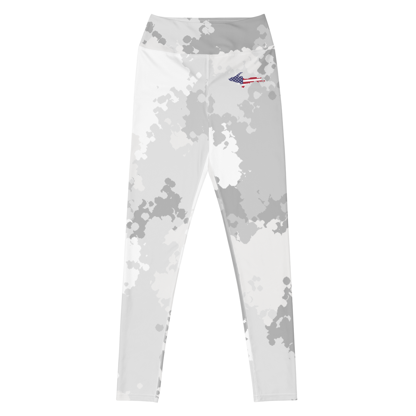 Michigan Upper Peninsula Yoga Leggings (w/ UP USA Flag) | Snow Camo