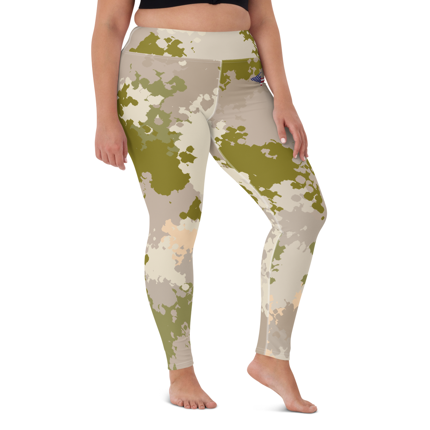 Michigan Upper Peninsula Yoga Leggings (w/ UP USA Flag) | Rosy Mound Camo