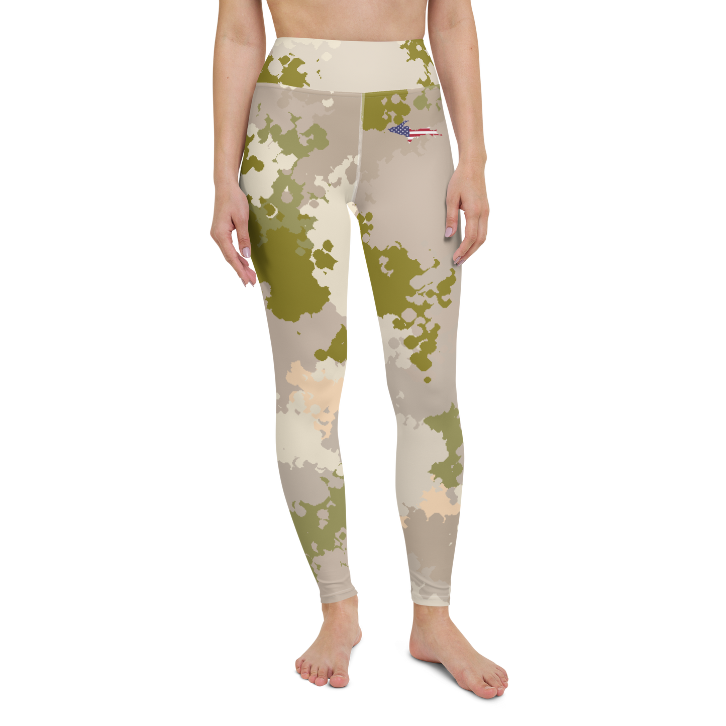 Michigan Upper Peninsula Yoga Leggings (w/ UP USA Flag) | Rosy Mound Camo