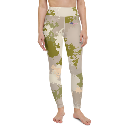 Michigan Upper Peninsula Yoga Leggings (w/ UP USA Flag) | Rosy Mound Camo