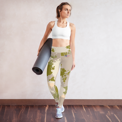 Michigan Upper Peninsula Yoga Leggings (w/ UP USA Flag) | Rosy Mound Camo