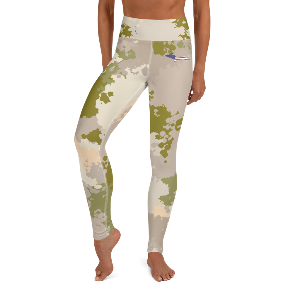 Michigan Upper Peninsula Yoga Leggings (w/ UP USA Flag) | Rosy Mound Camo