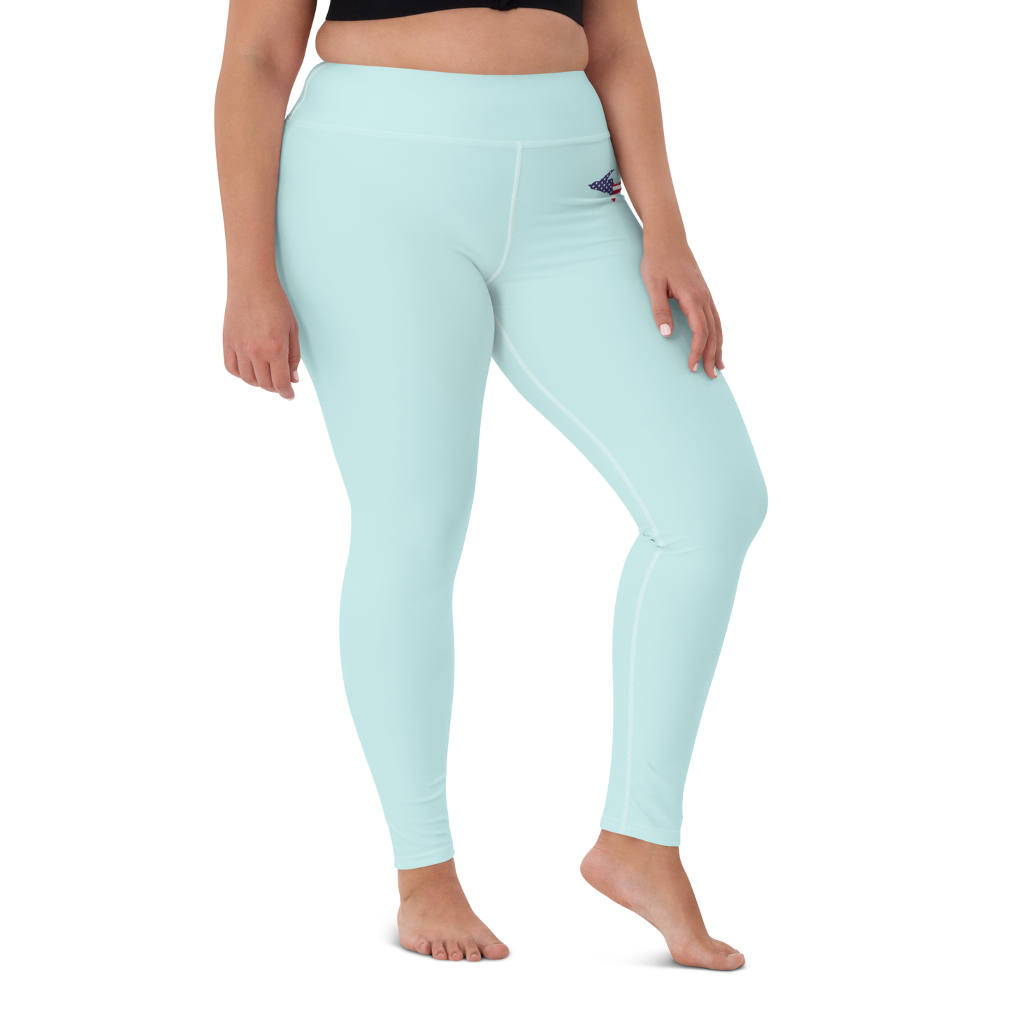 Michigan Upper Peninsula Yoga Leggings (w/ UP USA Flag) | Cyan