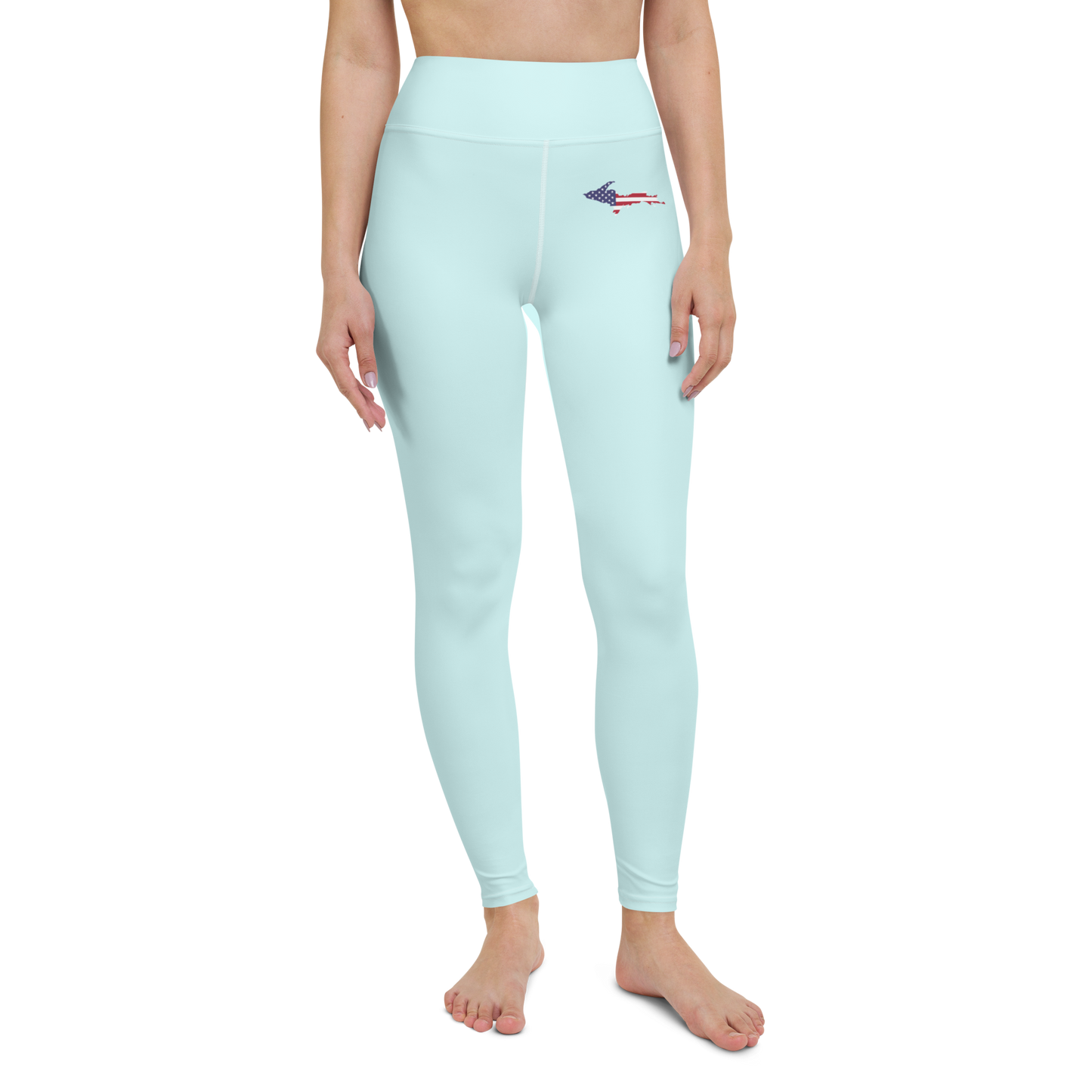 Michigan Upper Peninsula Yoga Leggings (w/ UP USA Flag) | Cyan