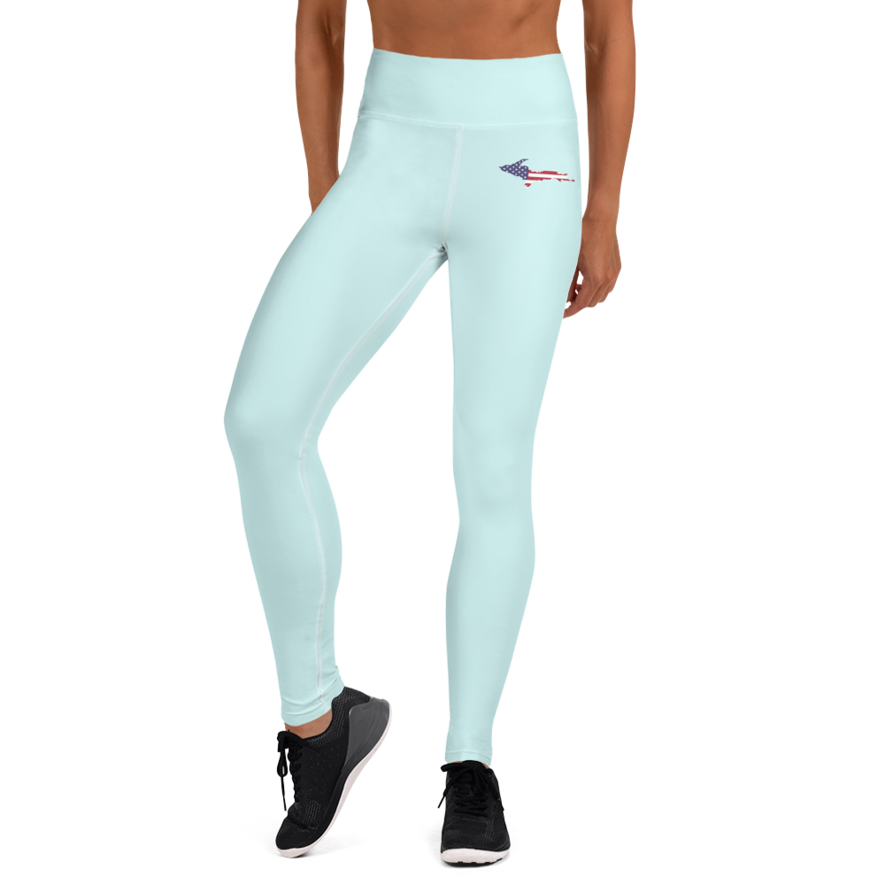 Michigan Upper Peninsula Yoga Leggings (w/ UP USA Flag) | Cyan