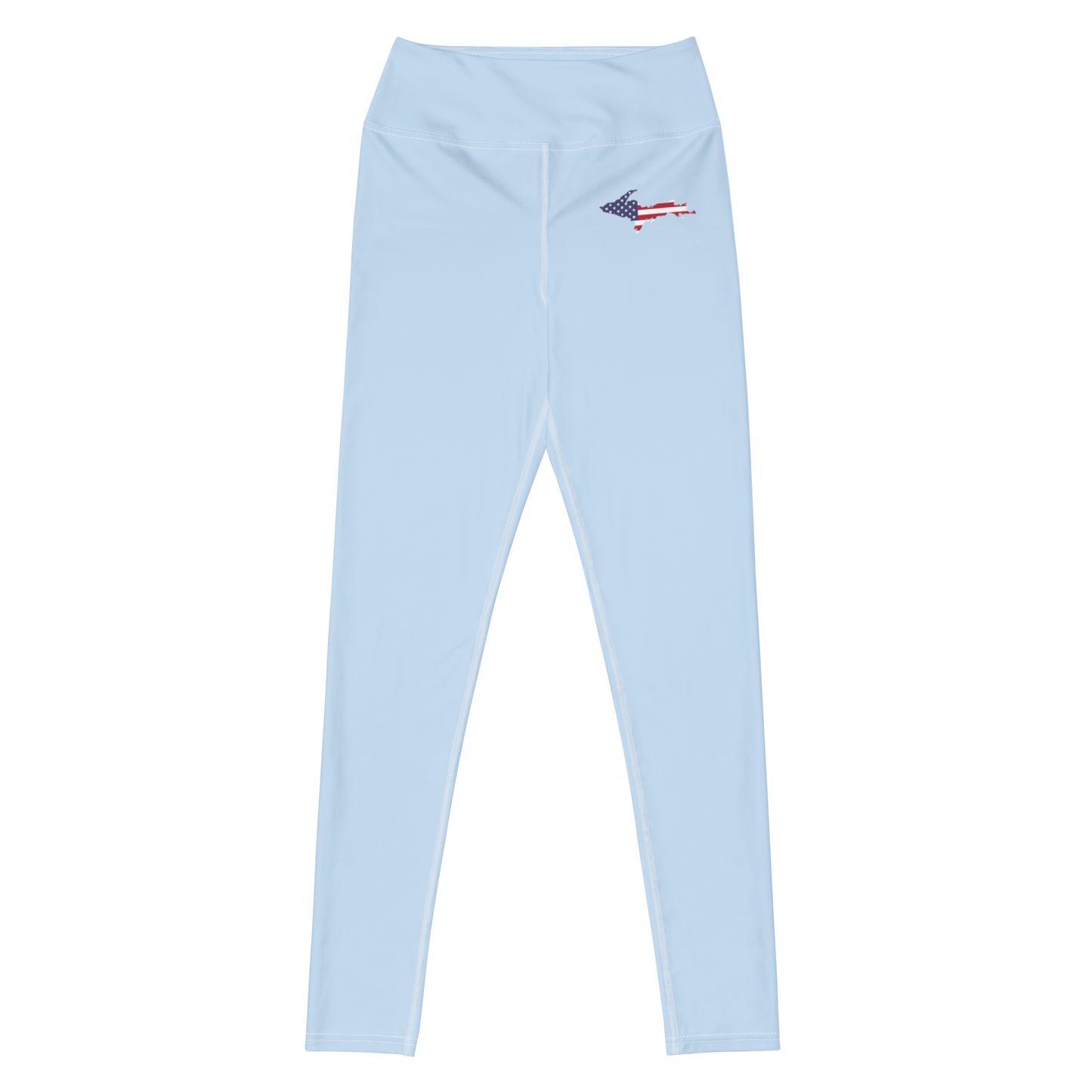 Michigan Upper Peninsula Yoga Leggings (w/ UP USA Flag) | Light Blue