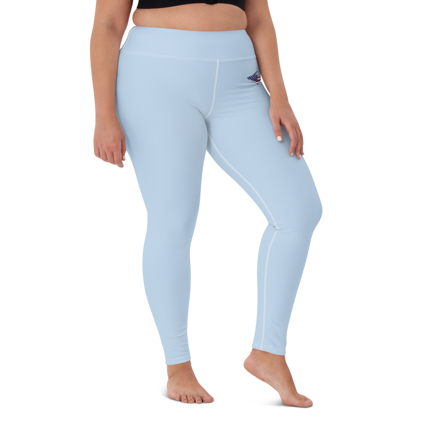 Michigan Upper Peninsula Yoga Leggings (w/ UP USA Flag) | Light Blue