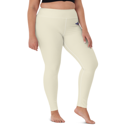 Michigan Upper Peninsula Yoga Leggings (w/ UP USA Flag) | Ivory White