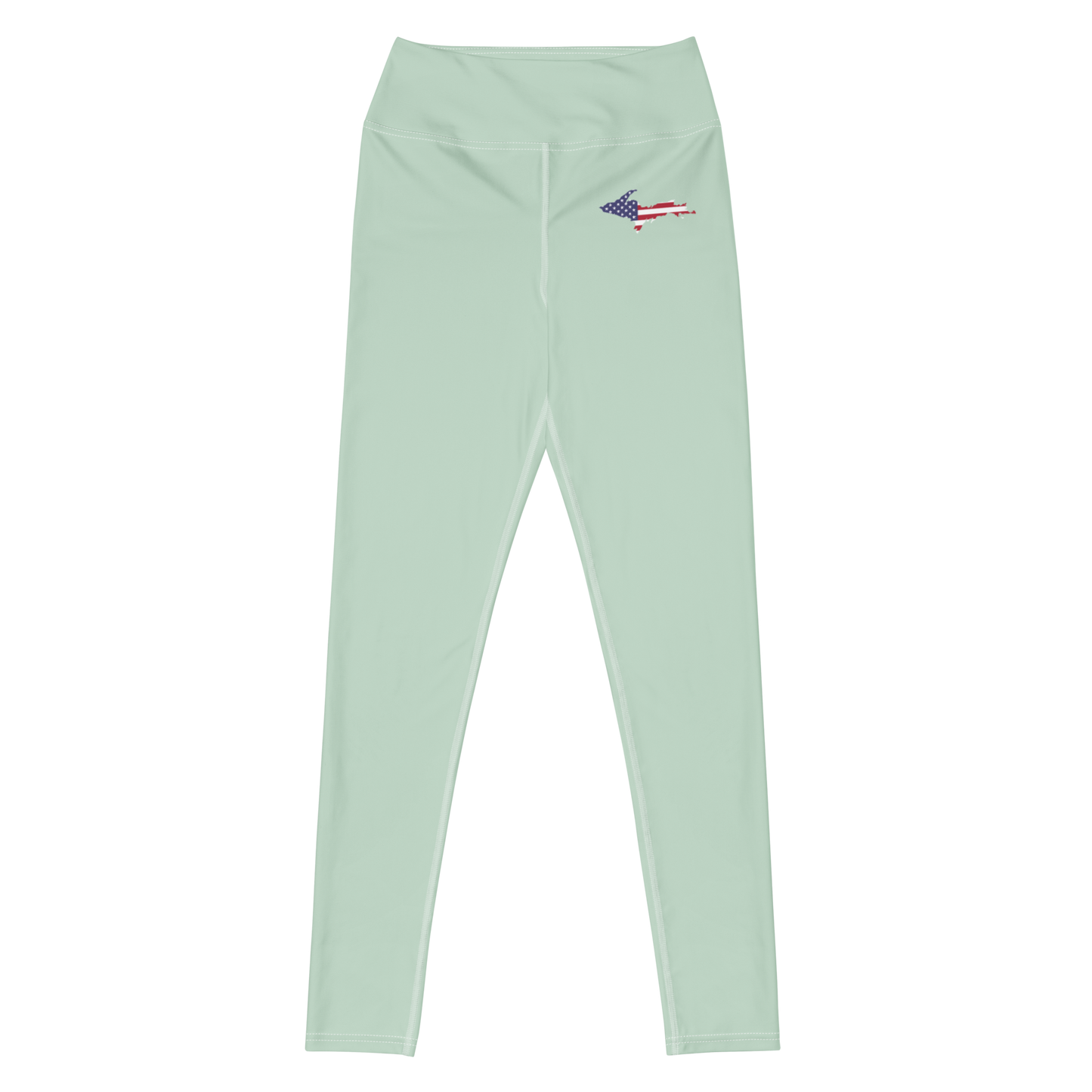 Michigan Upper Peninsula Yoga Leggings (w/ UP USA Flag) | Sea Green