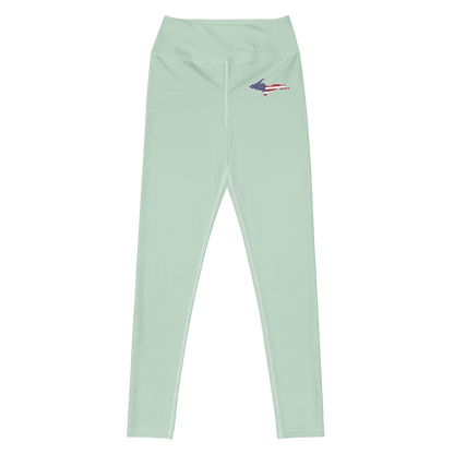 Michigan Upper Peninsula Yoga Leggings (w/ UP USA Flag) | Sea Green