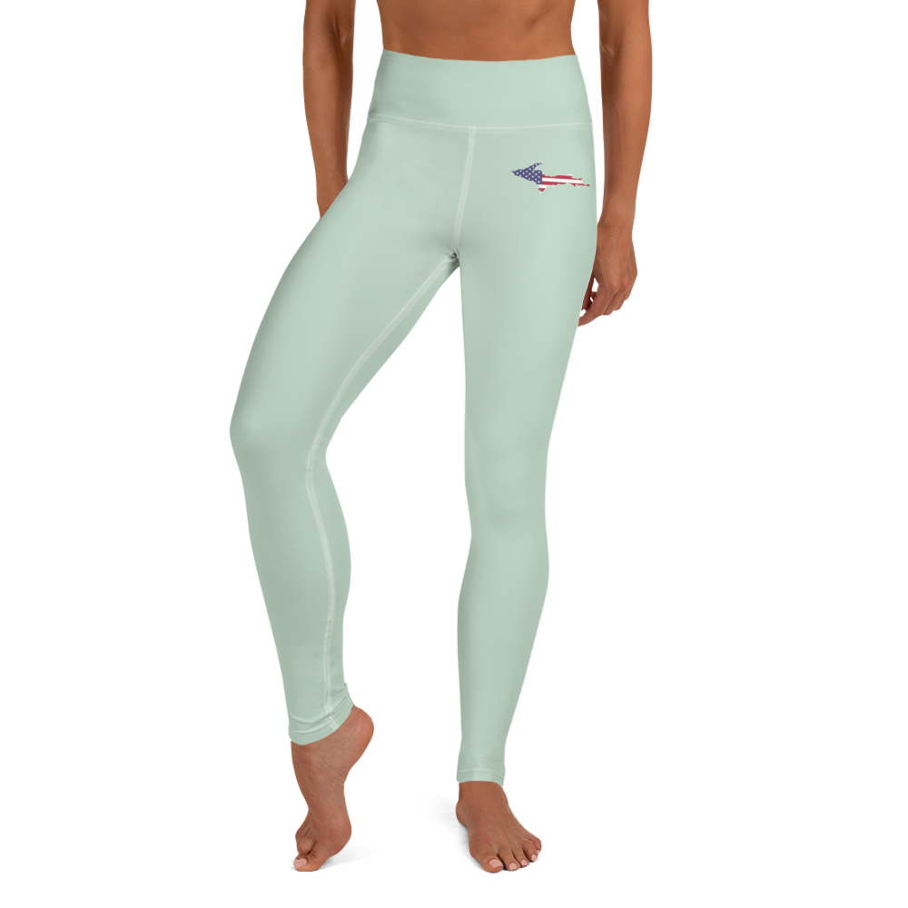 Michigan Upper Peninsula Yoga Leggings (w/ UP USA Flag) | Sea Green