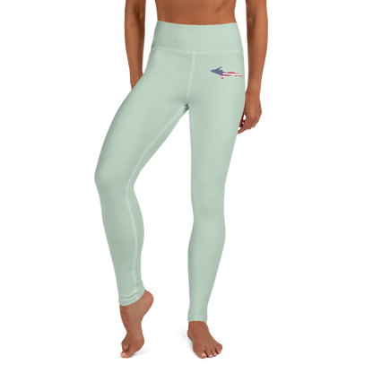 Michigan Upper Peninsula Yoga Leggings (w/ UP USA Flag) | Sea Green