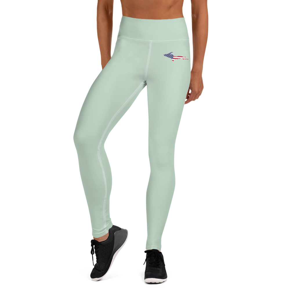 Michigan Upper Peninsula Yoga Leggings (w/ UP USA Flag) | Sea Green