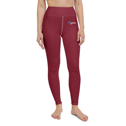 Michigan Upper Peninsula Yoga Leggings (w/ UP USA Flag) | Burgandy