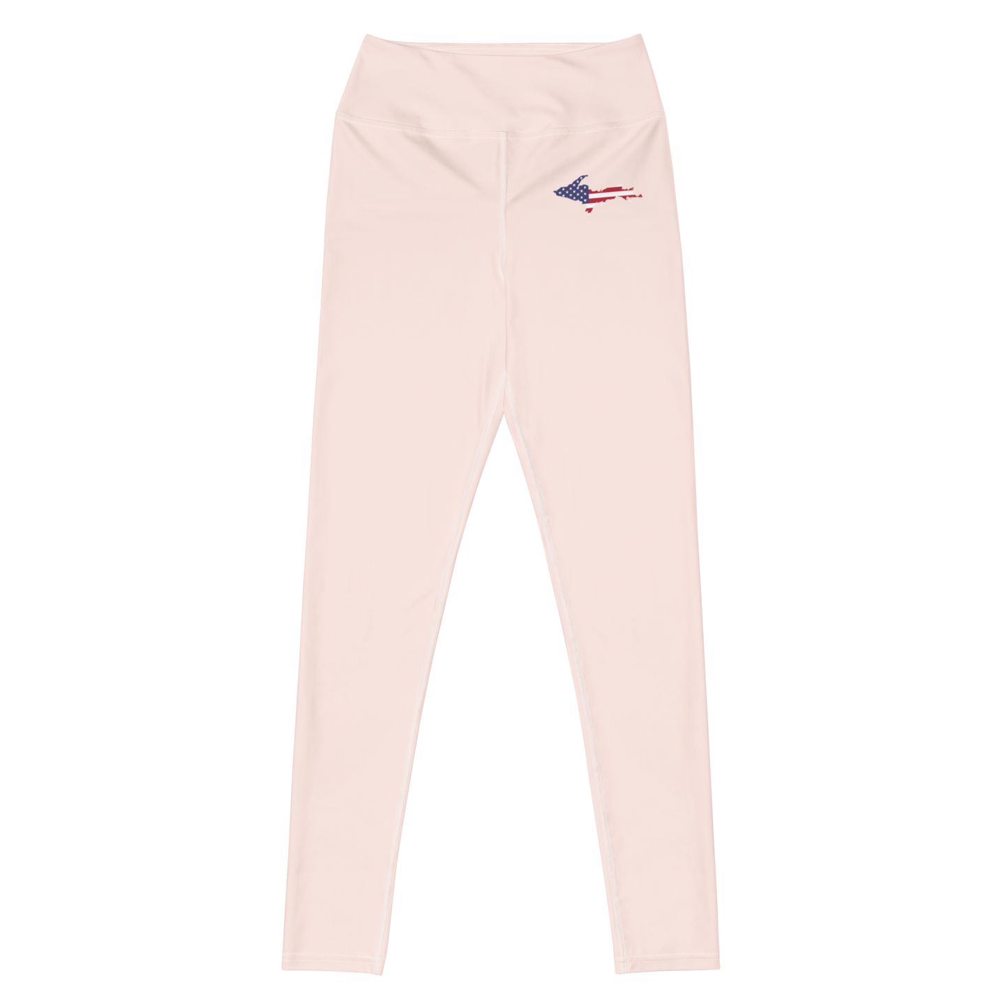 Michigan Upper Peninsula Yoga Leggings (w/ UP USA Flag) | Champagne Pink